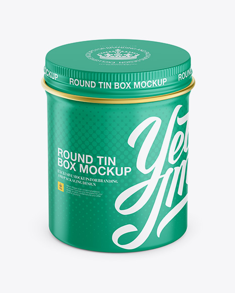 Matte Round Tin Box Mockup - High-Anlge Shot