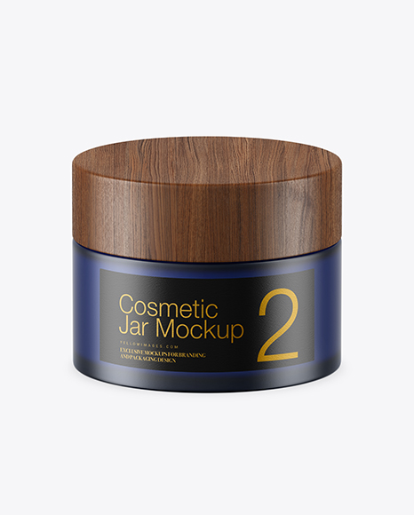 Dark Frosted Blue Glass Cosmetic Jar Mockup