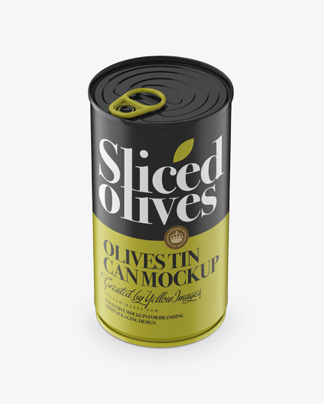 Olives Tin Mockup (High-Angle Shot)