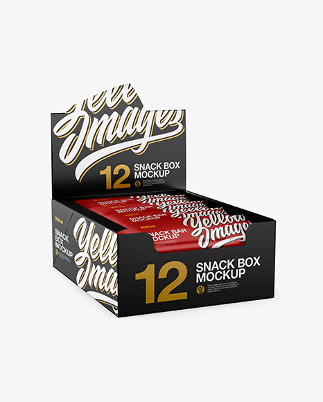 12 Matte Snack Bars Display Box Mockup