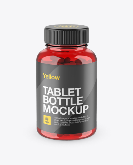 Red Bottle With Capsules Mockup (High-Angle Shot)