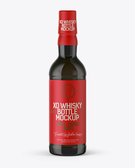 Dark Green Glass Bottle w/ Whisky Mockup
