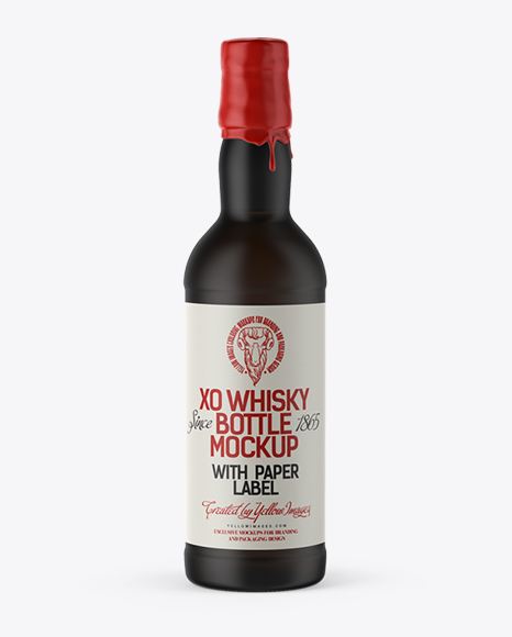 Black Matte Whisky Bottle with Wax Top Mockup