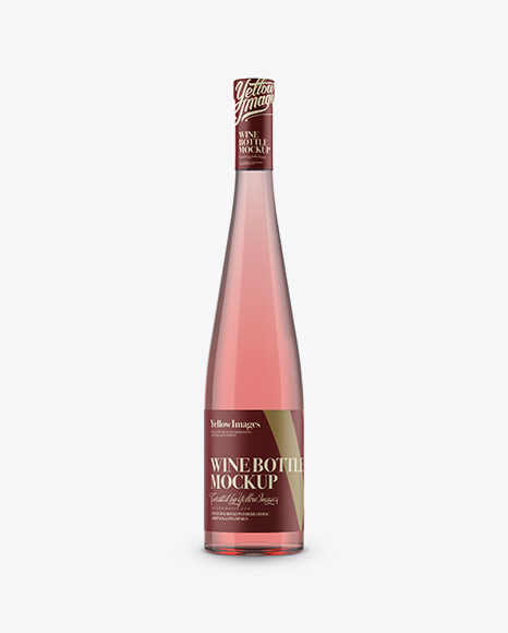 Glass Pink Wine Bottle Mockup