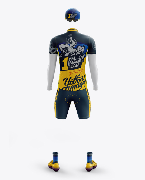 Men’s Full Cycling Kit with Cooling Sleeves Mockup (Back View)