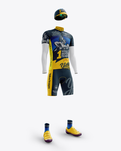 Men’s Full Cycling Kit with Cooling Sleeves Mockup (Hero Shot)