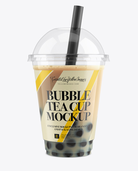 Chocolate Bubble Tea Cup Mockup - Front View
