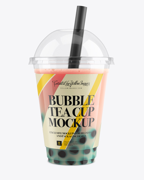 Berry Bubble Tea Cup Mockup - Front View