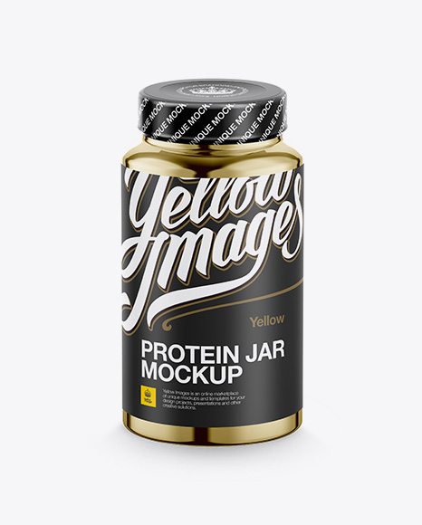 Nutritional Supplement Bottle With Chrome Finish Mockup - High-Angle Shot