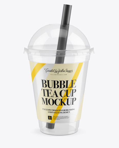 Empty Bubble Tea Cup Mockup - High-Angle View