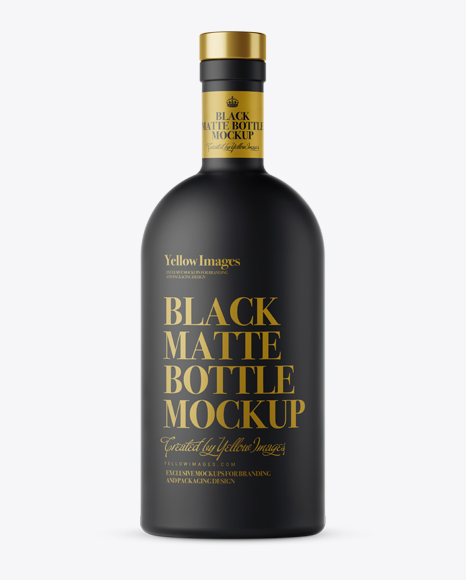 Black Matte Bottle Mockup - Front View