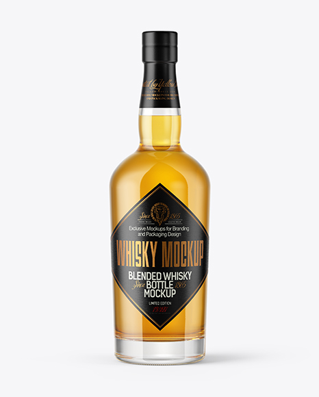 Single Malt Whisky Bottle with Wooden Cap Mockup