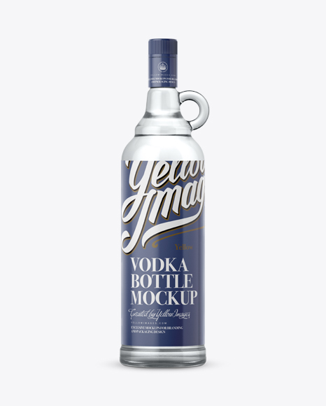 Clear Glass Vodka Bottle w/ Handle Mockup