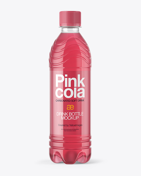 PET Bottle with Pink Cola Mockup