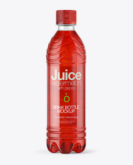 PET Bottle with Red Juice Mockup