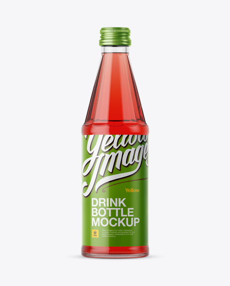 330ml Glass Bottle With Raspberry Drink Mockup