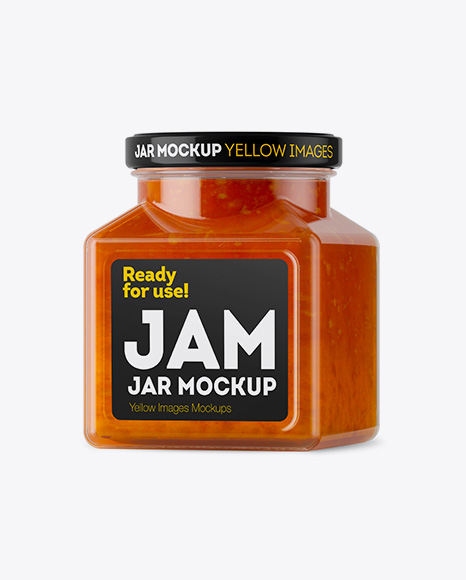 Glass Orange Jam Jar Mockup - Halfside View