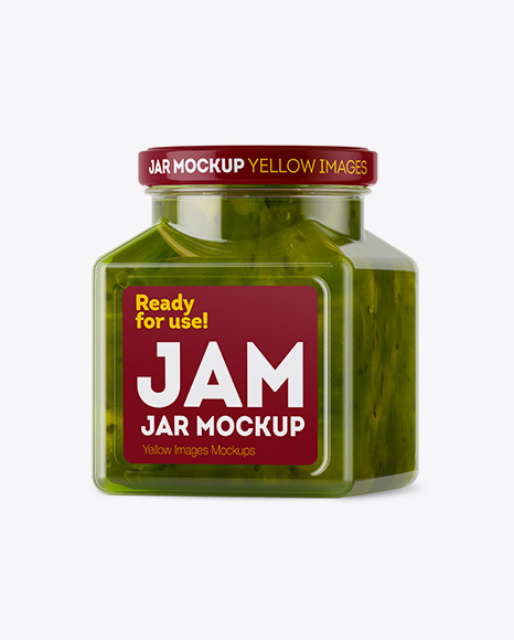 Glass Kiwi Jam Jar Mockup - Halfside View