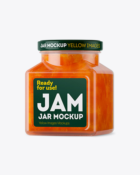 Glass Apricot Jam Jar Mockup - Halfside View