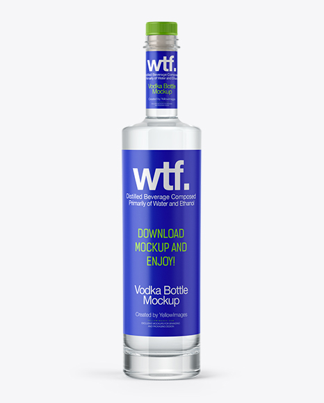 750ml Flint Glass Kendo Bottle with Vodka Mockup