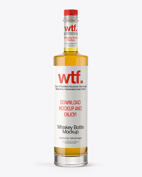 750ml Flint Glass Kendo Bottle with Whisky Mockup