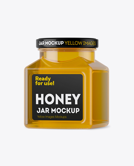 Glass Pure Honey Jar Mockup - Halfside View