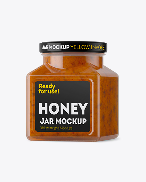 Glass Creamed Honey w/ Prunes Jar Mockup - Halfside View