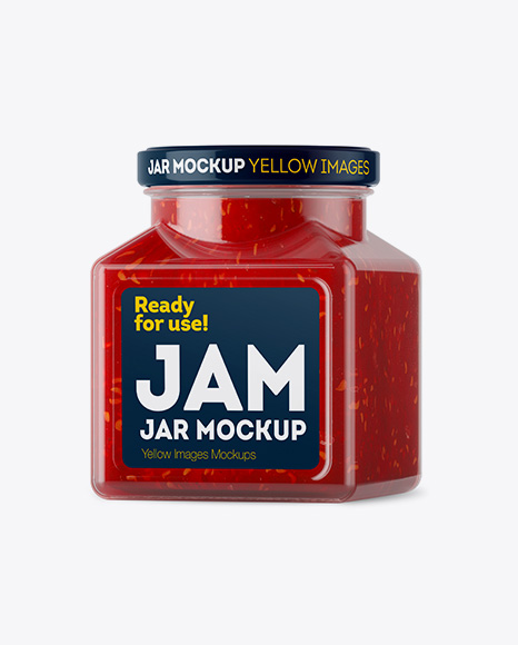 Glass Raspberry Jam Jar Mockup
