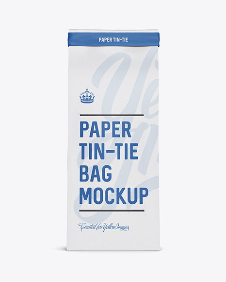 Paper Bag w/ a Paper Tin-Tie Mockup - Front View