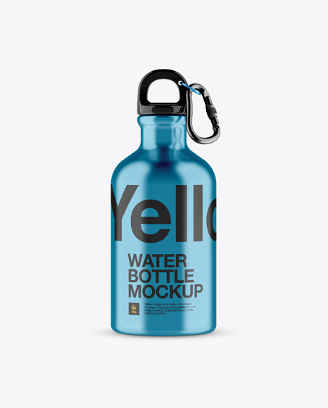 330ml Steel Sport Bottle With Carabiner Mockup - Front View