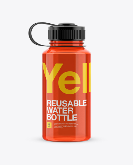 Red Plastic Reusable Water Bottle Mockup