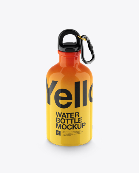 330ml Glossy Sport Bottle With Carabiner Mockup - High-Angle Shot