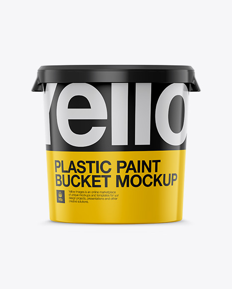 Plastic Paint Bucket Mockup - Eye-Level Shot