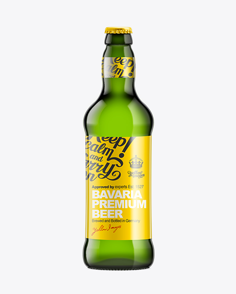 500ml Emerald Green Bottle with Lager Beer Mockup