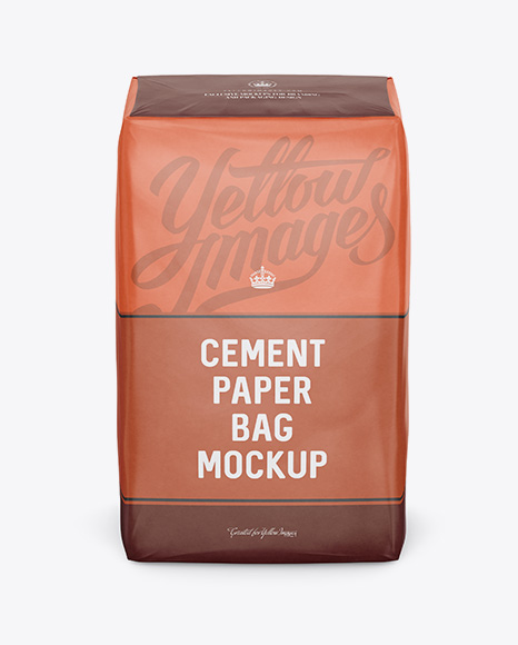 Cement Paper Bag Mockup - Front View (High-Angle Shot)