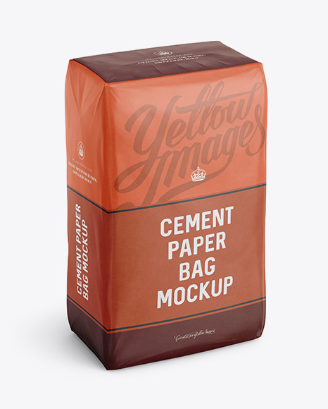Cement Paper Bag Mockup - Halfside View (High-Angle Shot)