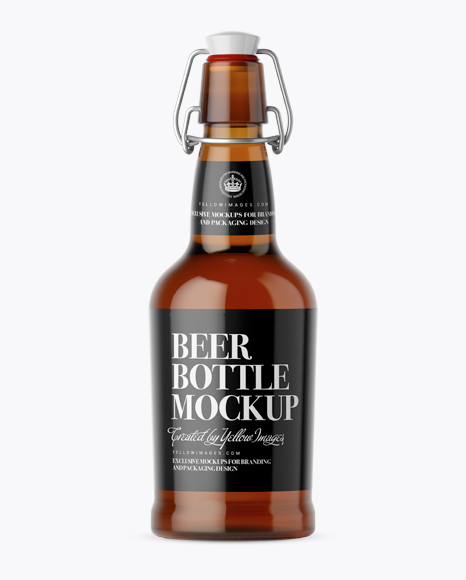 Amber Glass Beugel Bottle w/ Light Beer Mockup