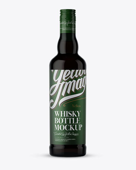 Dark Green Glass Bottle With Whisky Mockup