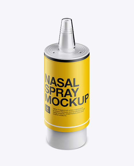 Nasal Spray Bottle with Button High Angle Mockup