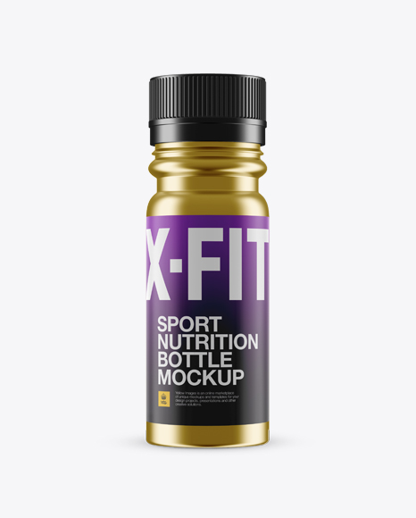 Metal Sport Nutrition Bottle Mockup - Front View