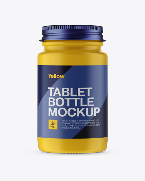 Matte Pill Bottle With Metal Cap Mockup - Front View