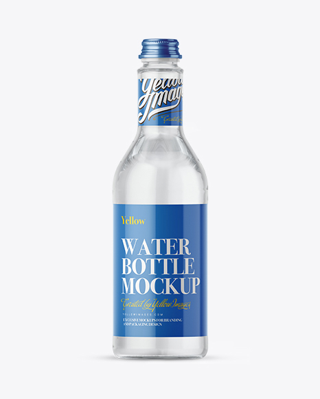 500ml Clear Glass Bottle w/ Water Mockup