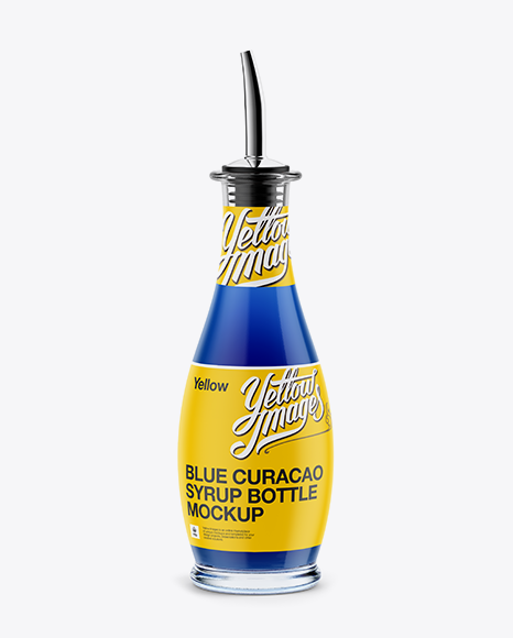 Blue Curacao Glass Bottle Mockup