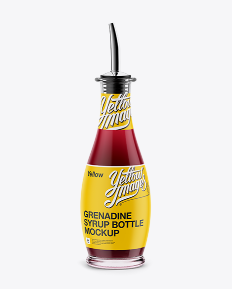 Grenadine Syrup Glass Bottle Mockup