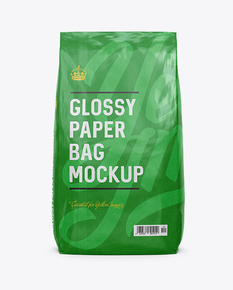 Glossy Paper Bag Mockup - Back View
