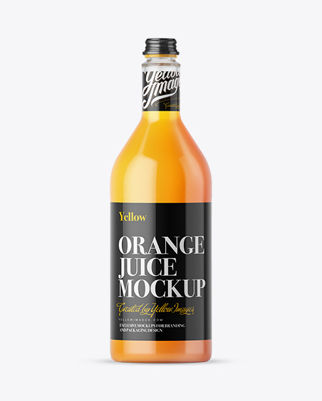 1L Orange Juice Glass Bottle Mockup