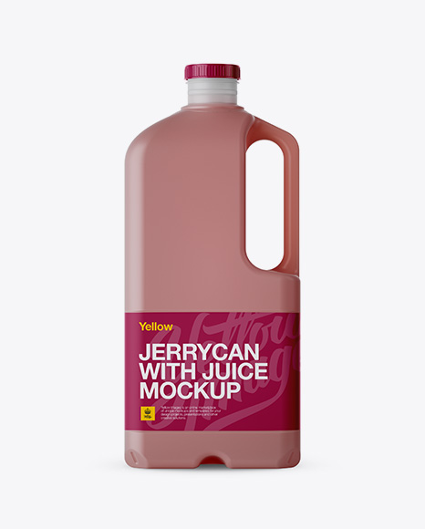 2L Plastic Red Juice Jug Mockup - Side View