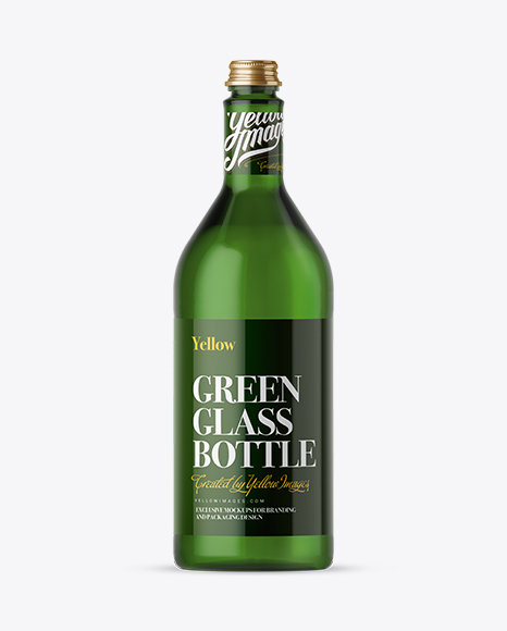 1L Green Glass Bottle Mockup