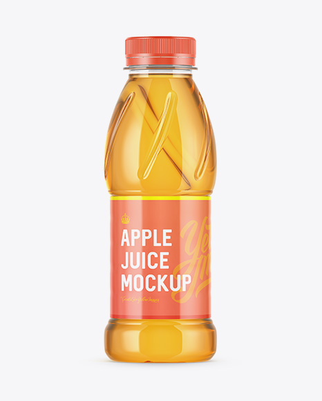 Plastic Bottle W/ Apple Juice Mockup