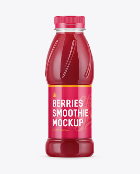 Plastic Bottle W/ Berries Smoothie Mockup